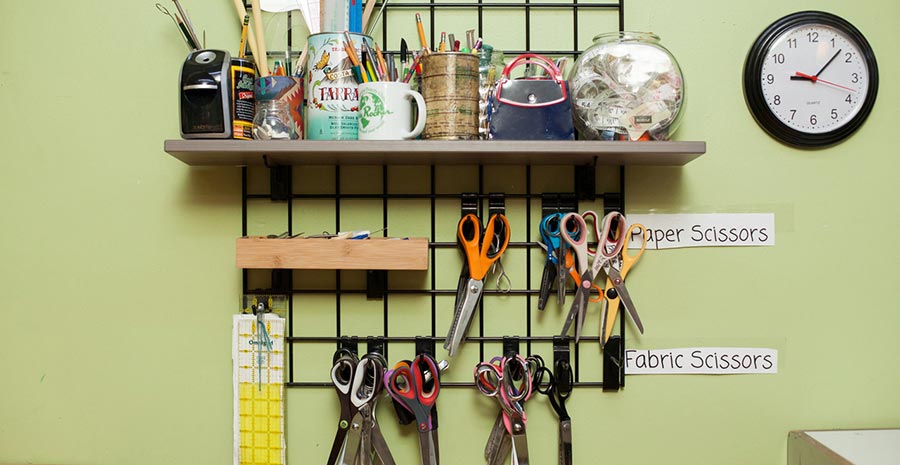 Organize your sewing supplies like scissors and buttons!